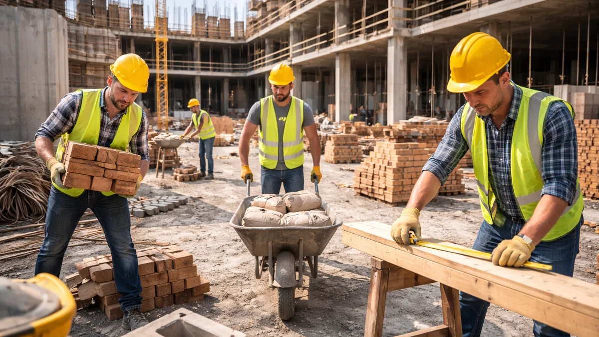 Bauhelfer auf einer Baustelle für Bauunternehmen und projektbezogene Einsätze bundesweit