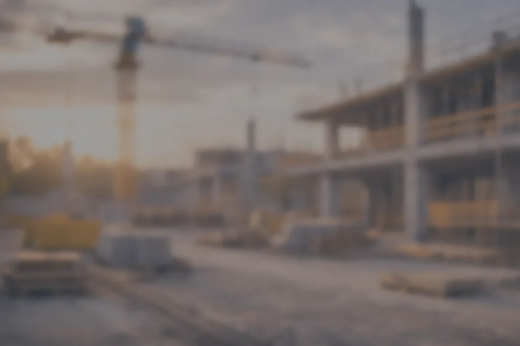 Großbaustelle als Hintergrund. Bauhelfer unterstützen Unternehmen bundesweit bei planbaren Baustellenabläufen.