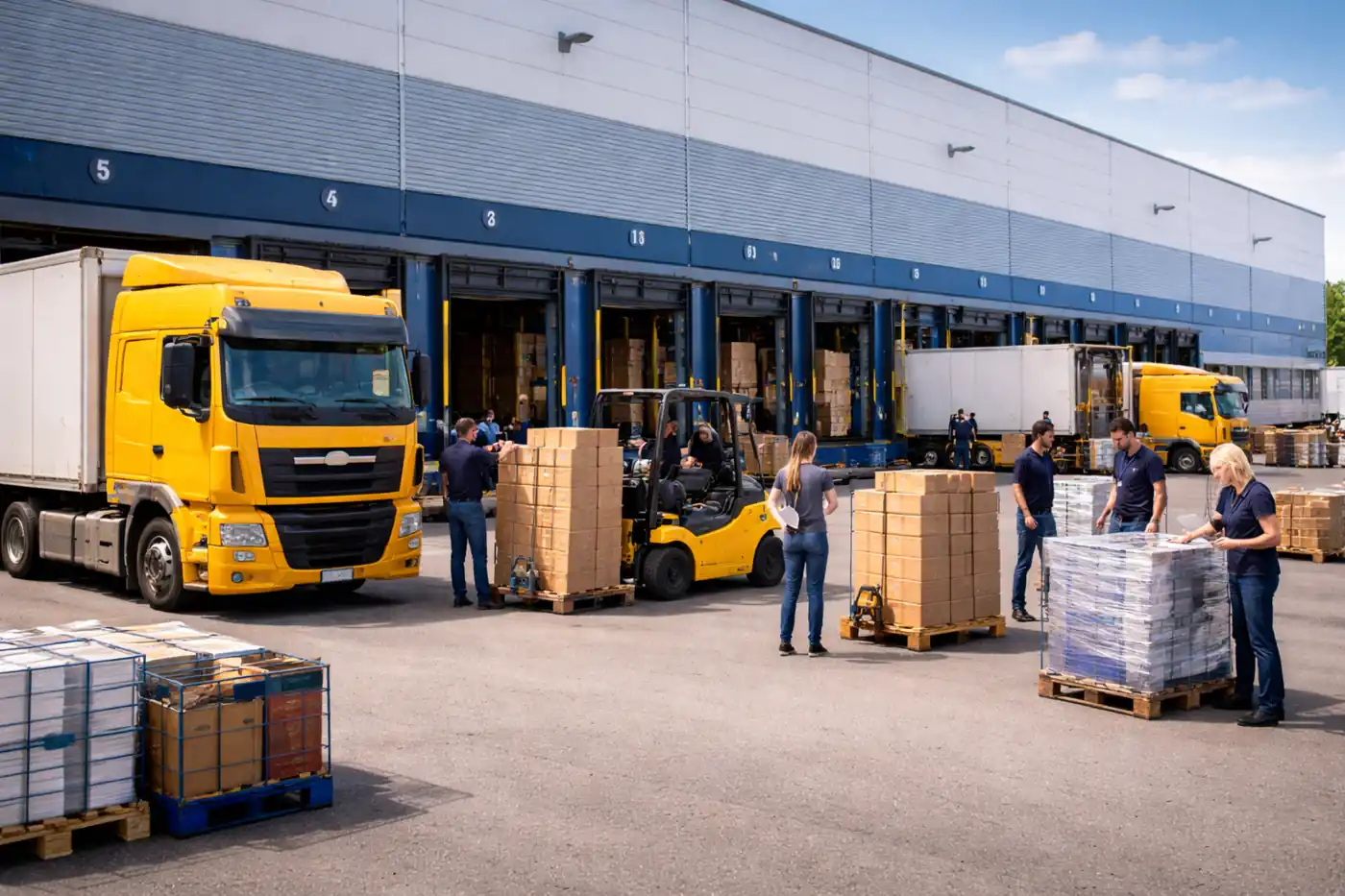 Inventurhelfer Lagerinventur vor einem Logistikstandort für präzise Bestandsaufnahmen, Zählprozesse und strukturierte Lagerabläufe.
