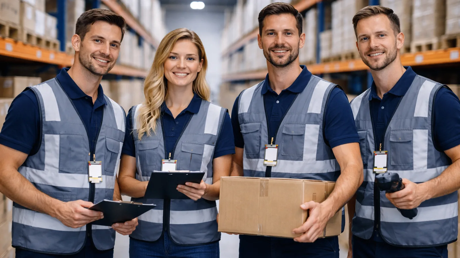 Lagerhelfer im Team im Logistikzentrum. Personal-Finden24 vermittelt zuverlässige Lagerhelfer bundesweit für Lager, Versand und Warenausgang.