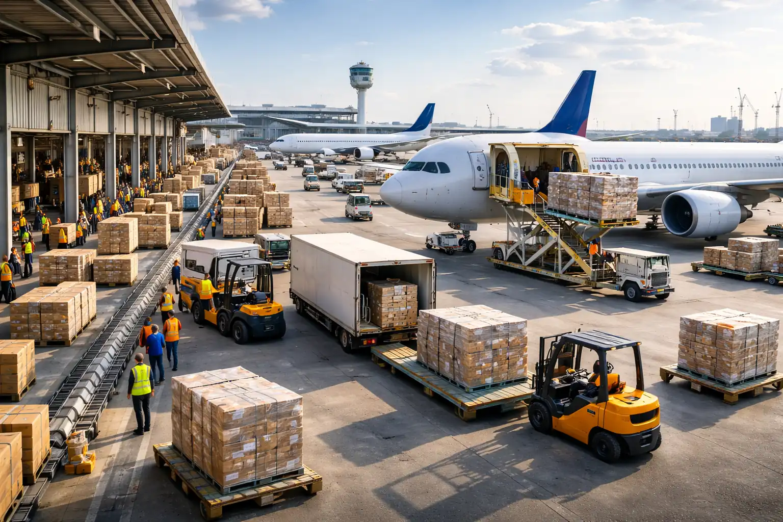 Großes Logistikzentrum mit Versand und Cargo Prozessen als Beispiel für strukturierte Lager und Warenausgangsbereiche.