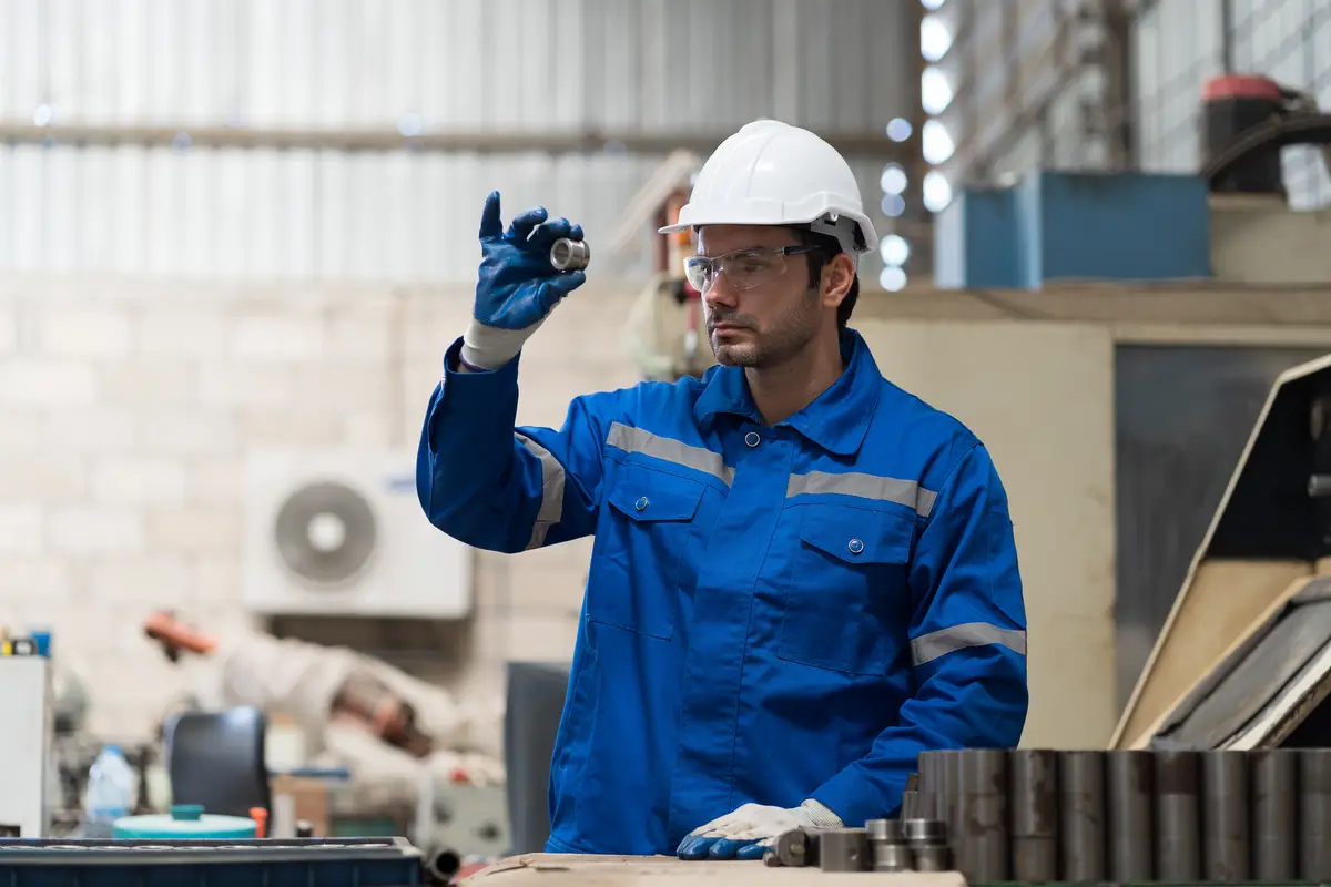 Montagehelfer bei technischen Montagearbeiten in einer industriellen Umgebung.