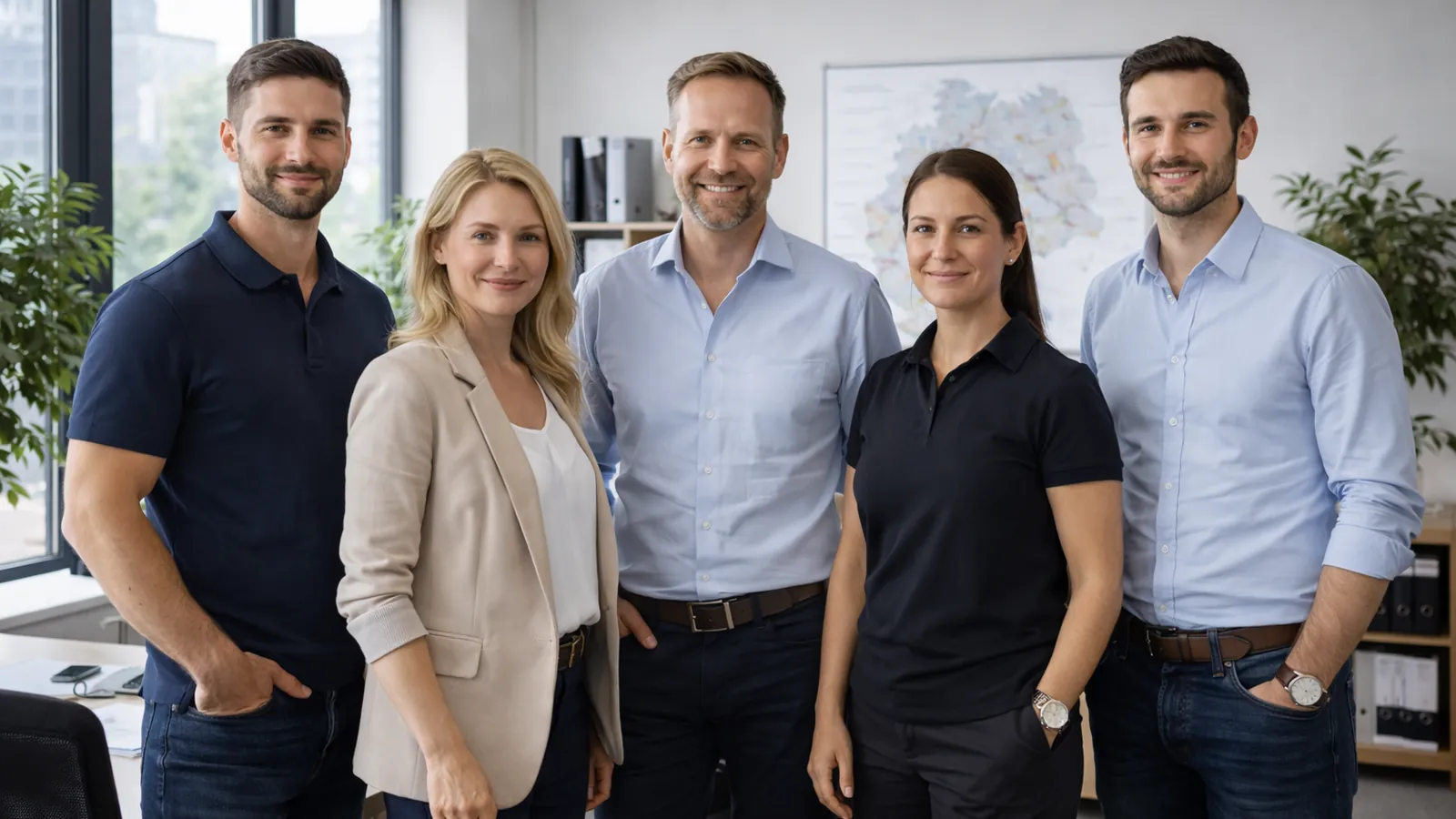 Unternehmensleitung und Team von Personal-Finden24 im Büro. Erfahrene Ansprechpartner für bundesweite Personaldienstleistungen und strukturierte Einsatzplanung.